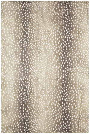 Homeroots 3' X 5' Beige Gazelle Print Shag Handmade Non Skid Area Rug  Polyester 491699