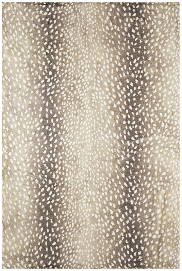 Homeroots 3' X 5' Beige Gazelle Print Shag Handmade Non Skid Area Rug  Polyester 491699