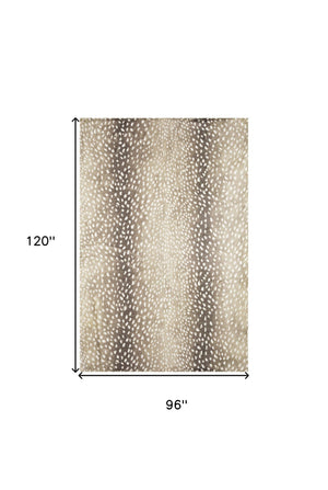 Homeroots 8' X 10' Beige Gazelle Print Shag Handmade Non Skid Area Rug  Polyester 491701