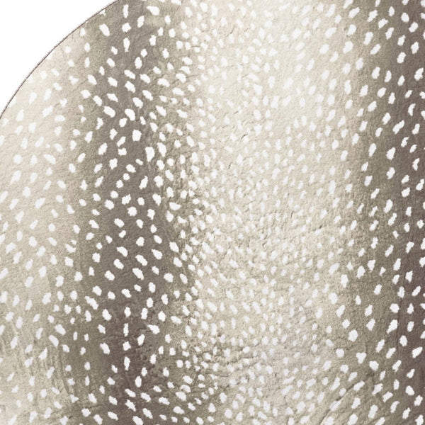 Homeroots 8' X 8' Beige Round Gazelle Print Shag Handmade Non Skid Area Rug  Polyester 491702