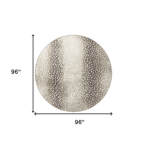 Homeroots 8' X 8' Beige Round Gazelle Print Shag Handmade Non Skid Area Rug  Polyester 491702