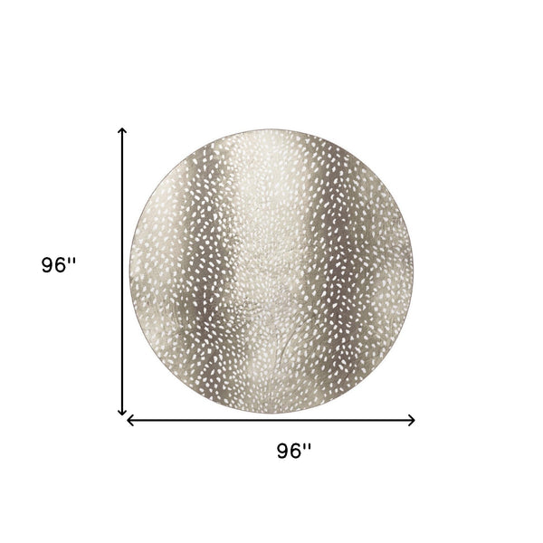 Homeroots 8' X 8' Beige Round Gazelle Print Shag Handmade Non Skid Area Rug  Polyester 491702