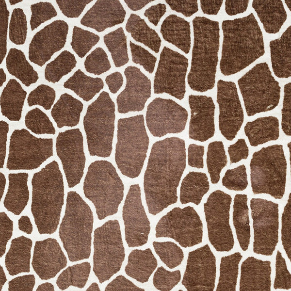 Homeroots 3' X 5' Brown And White Animal Print Shag Non Skid Area Rug  Polyester 491705