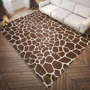 Homeroots 5' X 8' Brown Animal Print Shag Non Skid Area Rug  Polyester 491706