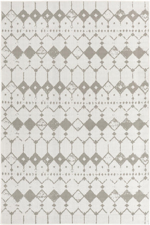Unique Loom Outdoor Trellis Cardak Machine Made Geometric Rug Ivory and Gray, Gray 6' 1" x 9' 0"