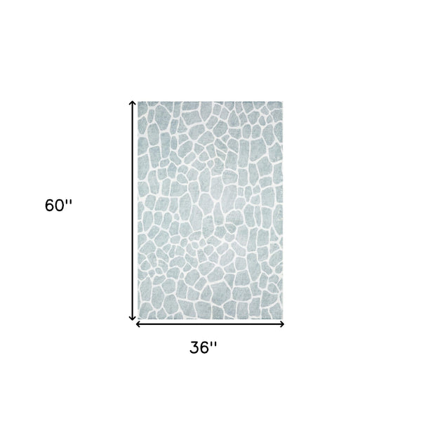 Homeroots 3' X 5' Gray And Ivory Animal Print Handmade Non Skid Area Rug  Polyester 491711