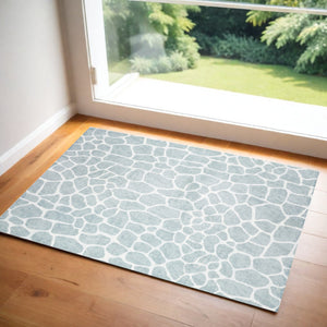 Homeroots 3' X 5' Gray And Ivory Animal Print Handmade Non Skid Area Rug  Polyester 491711