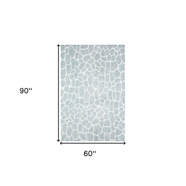 Homeroots 5' X 8' Gray And Ivory Animal Print Handmade Non Skid Area Rug  Polyester 491712