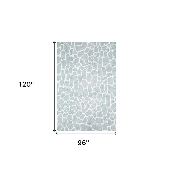 Homeroots 8' X 10' Gray And Ivory Animal Print Handmade Non Skid Area Rug  Polyester 491713