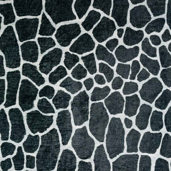 Homeroots 2' X 8' Black And White Croc Print Shag Handmade Non Skid Runner Rug  Polyester 491716