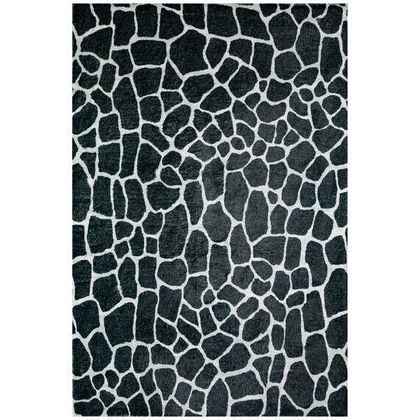 Homeroots 3' X 5' Black And White Croc Print Shag Handmade Non Skid Area Rug  Polyester 491717