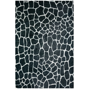 Homeroots 8' X 10' Black And White Croc Print Shag Handmade Non Skid Area Rug  Polyester 491719
