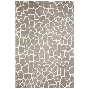 Homeroots 3' X 5' Beige Giraffe Print Shag Handmade Non Skid Area Rug  Polyester 491723
