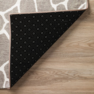 Homeroots 8' X 10' Beige Giraffe Print Shag Handmade Non Skid Area Rug  Polyester 491725