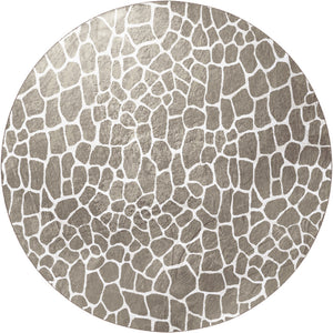 Homeroots 8' X 8' Beige Round Giraffe Print Shag Handmade Non Skid Area Rug  Polyester 491726