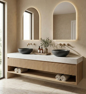 English Elm Luxury Solid Natural Marble Vessel Sink Round Matte Stone Basin Above Counter Vanity W1696P408023