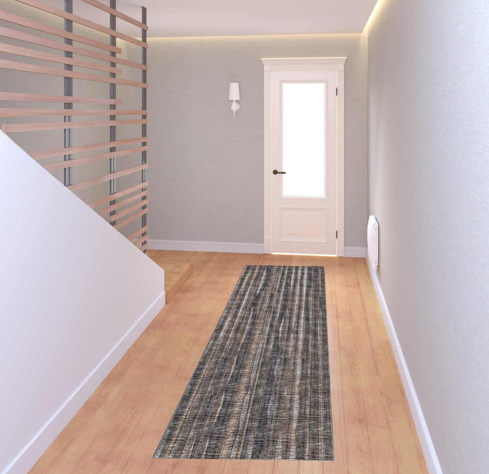 Homeroots 3' X 8' Brown Ombre Tufted Handmade Runner Rug  Polyester 491741