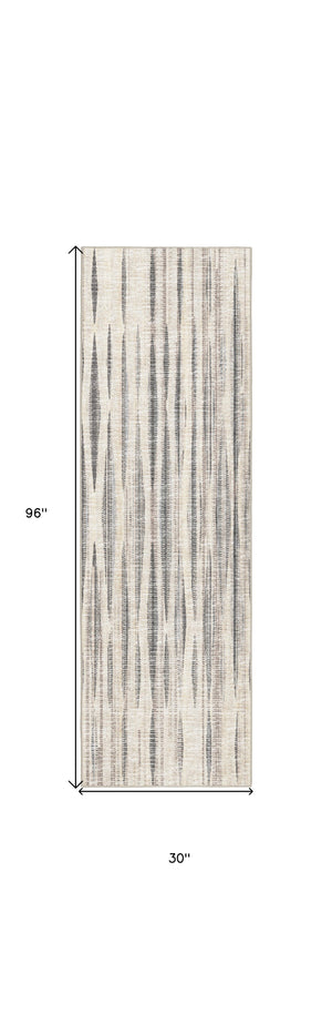 Homeroots 3' X 8' Ivory Ombre Tufted Handmade Runner Rug  Polyester 491752