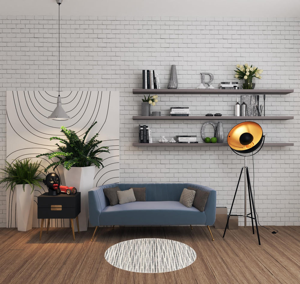 Homeroots 4' Ivory Round Ombre Tufted Handmade Area Rug  Polyester 491755