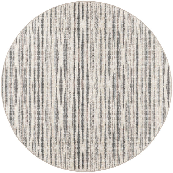 Homeroots 4' Ivory Round Ombre Tufted Handmade Area Rug  Polyester 491755