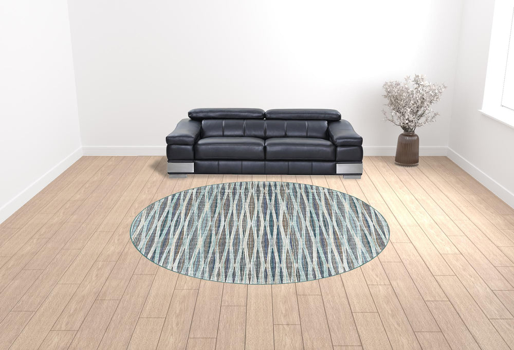 Homeroots 10' Blue Round Ombre Tufted Handmade Area Rug  Polyester 491761