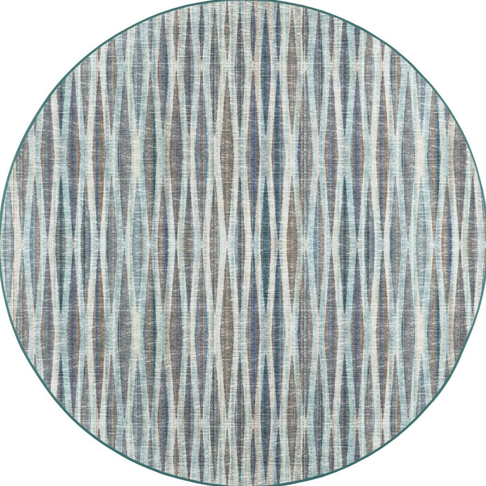 Homeroots 10' Blue Round Ombre Tufted Handmade Area Rug  Polyester 491761