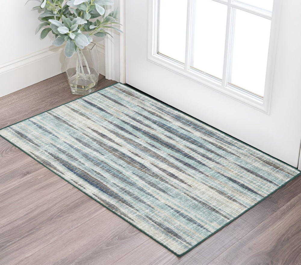 Homeroots 2' X 3' Blue Ombre Tufted Handmade Area Rug - Stylish Rectangle Design For Cozy Home Decor 2' X 3' Polyester 491762