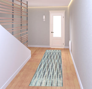 Homeroots 3' X 8' Blue Ombre Tufted Handmade Runner Rug  Polyester 491763