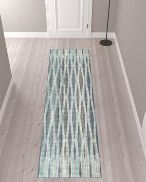 Homeroots 3' X 10' Blue Ombre Tufted Runner Rug  Polyester 491764