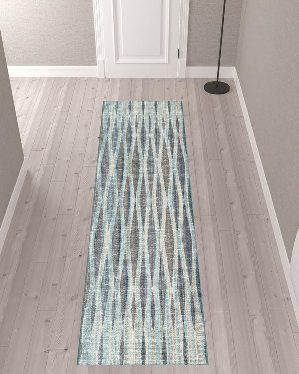 Homeroots 3' X 10' Blue Ombre Tufted Runner Rug  Polyester 491764