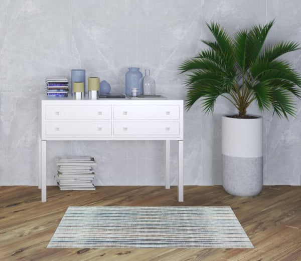 Homeroots 3' X 5' Blue Ombre Tufted Handmade Area Rug  Polyester 491765