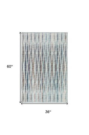 Homeroots 3' X 5' Blue Ombre Tufted Handmade Area Rug  Polyester 491765