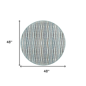 Homeroots 4' Blue Round Ombre Tufted Handmade Area Rug  Polyester 491766