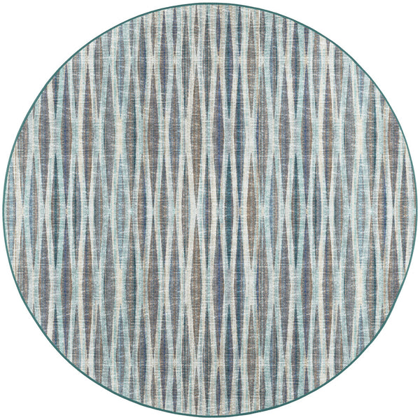 Homeroots 8' X 8' Blue Round Ombre Tufted Handmade Area Rug  Polyester 491769