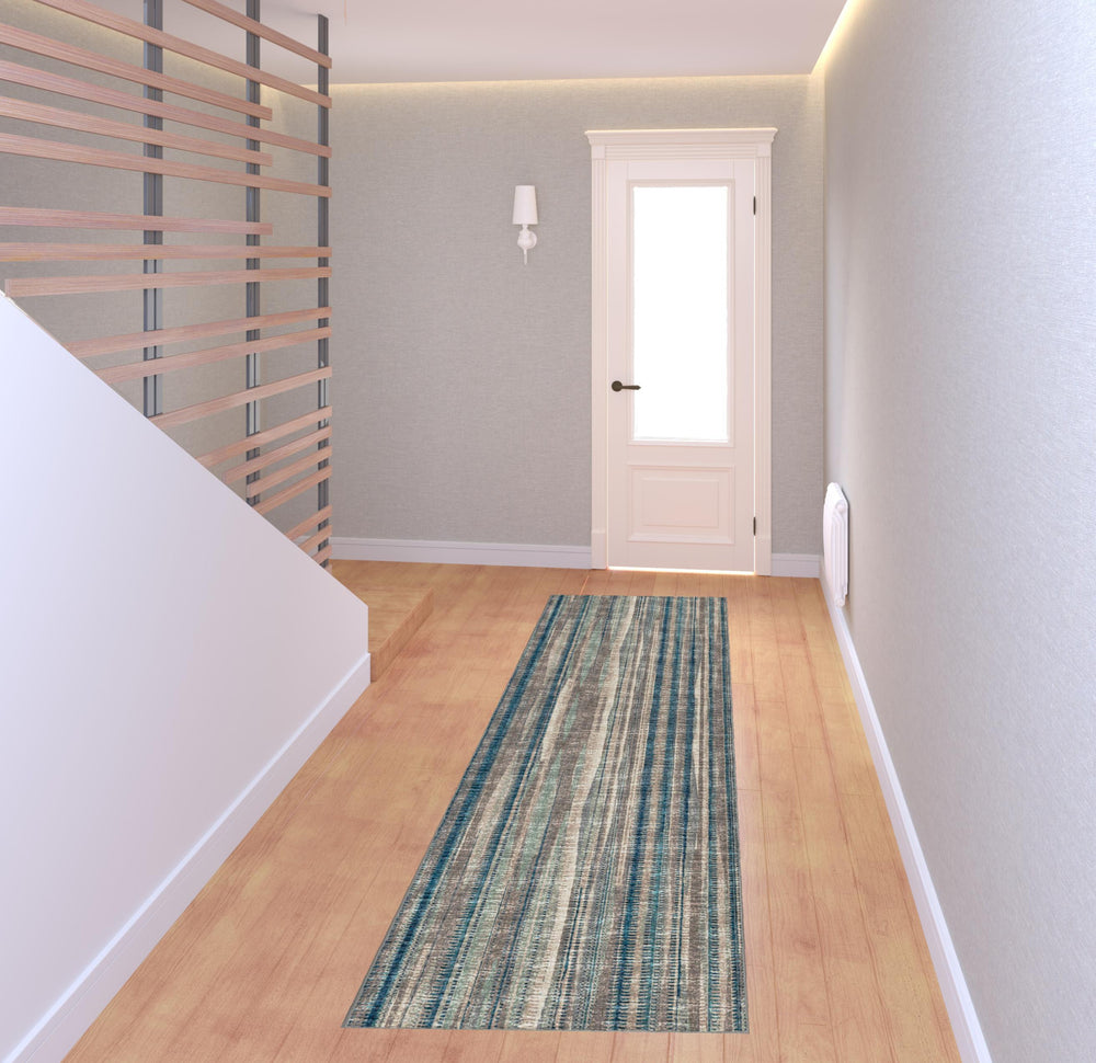 Homeroots 3' X 8' Brown Ombre Tufted Handmade Runner Rug  Polyester 491774