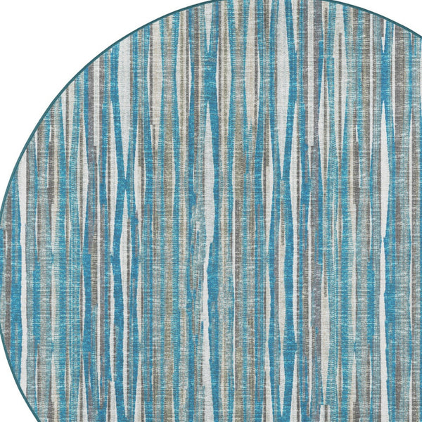 Homeroots 10' Blue Round Ombre Tufted Handmade Area Rug  Polyester 491783