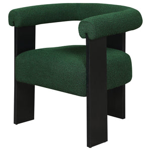 English Elm Slater Green Bouclé Upholstered Accent Chair with Dark Wood Frame, Plush Comfort and Timeless Texture B062P299951