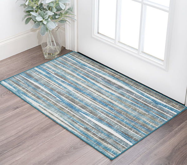 Homeroots 2' X 3' Blue Ombre Tufted Handmade Area Rug – Elegant Design To Enhance Your Living Space And Style 2' X 3' Polyester 491784