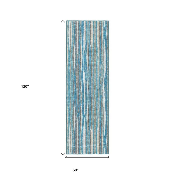 Homeroots 3' X 10' Blue Ombre Tufted Runner Rug  Polyester 491786