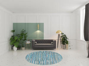 Homeroots 8' X 8' Blue Round Ombre Tufted Handmade Area Rug  Polyester 491791