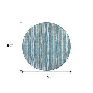 Homeroots 8' X 8' Blue Round Ombre Tufted Handmade Area Rug  Polyester 491791