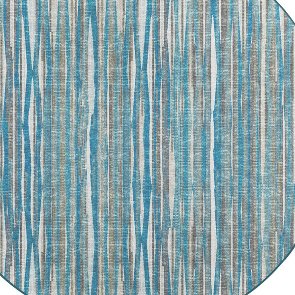 Homeroots 8' X 8' Blue Round Ombre Tufted Handmade Area Rug  Polyester 491791