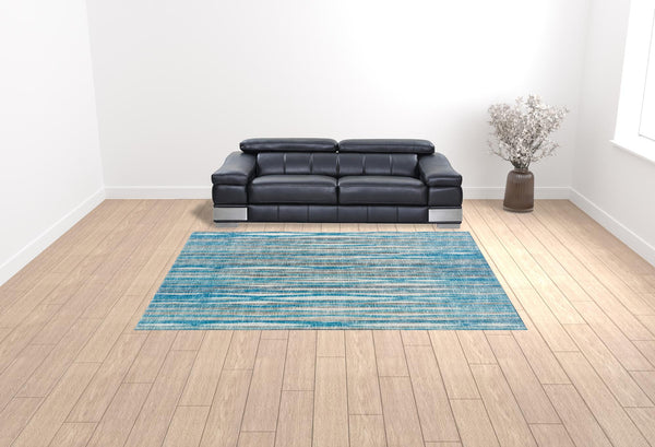 Homeroots 9' X 12' Blue Ombre Tufted Handmade Area Rug  Polyester 491792