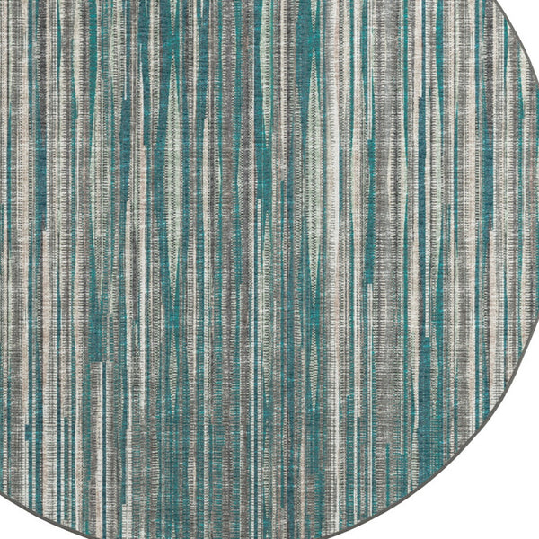 Homeroots 10' Blue Round Ombre Tufted Handmade Area Rug  Polyester 491794