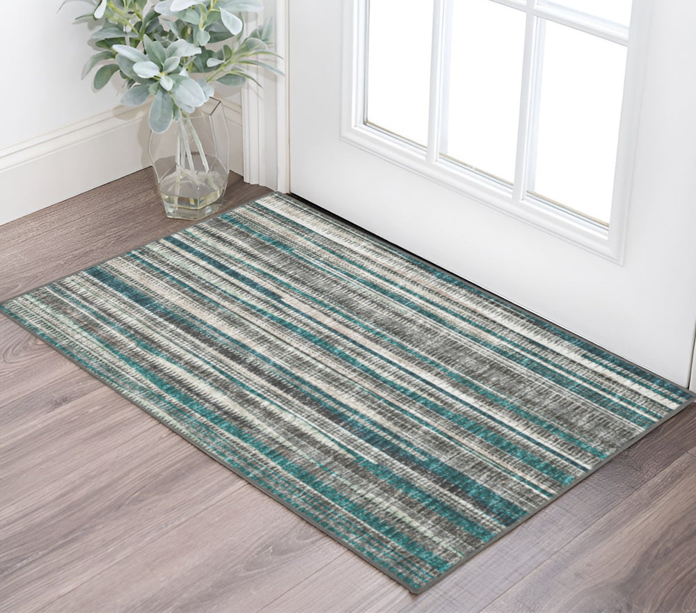 Homeroots 2' X 3' Blue Ombre Tufted Handmade Area Rug - Stylish Accent For Living Rooms, Bedrooms & More! 2' X 3' Polyester 491795