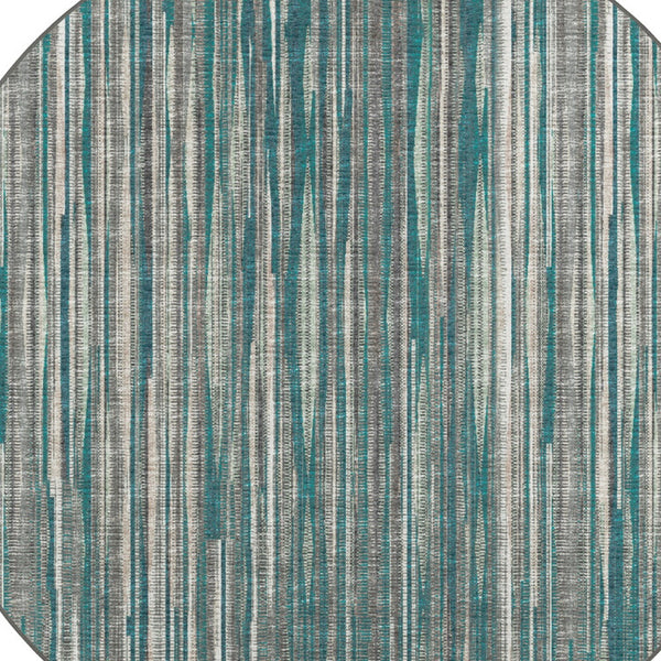Homeroots 4' Blue Round Ombre Tufted Handmade Area Rug  Polyester 491799