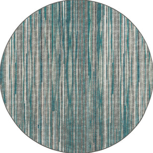 Homeroots 4' Blue Round Ombre Tufted Handmade Area Rug  Polyester 491799