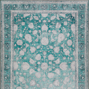 Homeroots 8' X 10' Blue Oriental Distressed Non Skid Area Rug  Polyester 491834