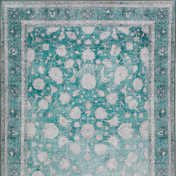 Homeroots 8' X 10' Blue Oriental Distressed Non Skid Area Rug  Polyester 491834