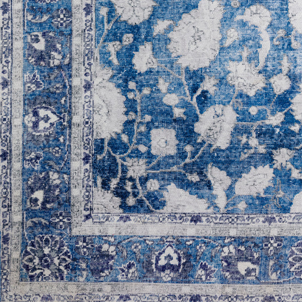 Homeroots 5' X 8' Blue Oriental Distressed Non Skid Area Rug  Polyester 491845